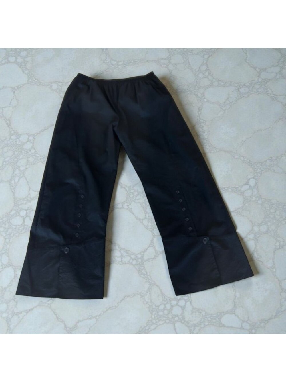 Blanque Black Pants Wide Legs Lagenlook Festival Elastic Waist Size 2 Large